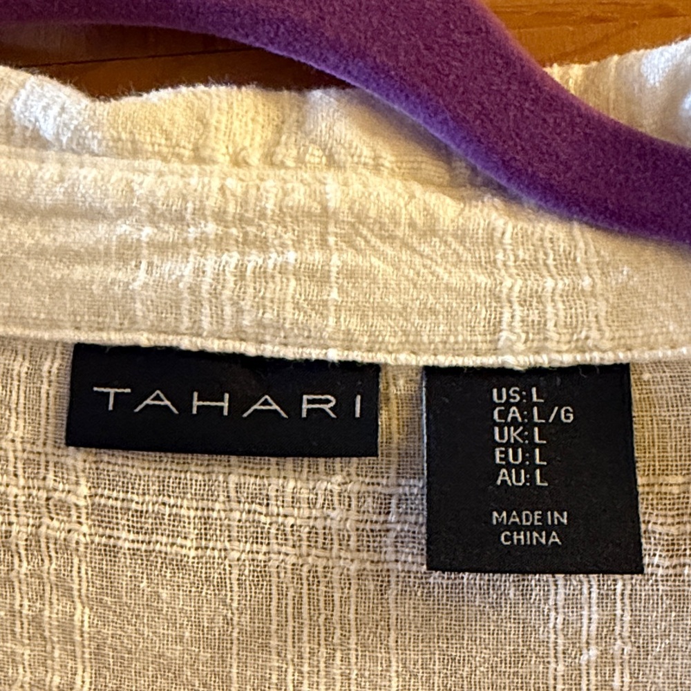 Tahari White Linen Tunic - Picture 2 of 5
